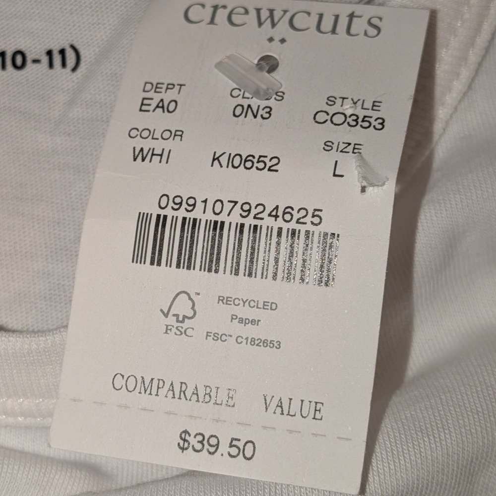 Crewcuts J.Crew Girls Christmas Golden Retriever Dog LS Tee‎ White L 10-11 NWT - Picture 6 of 7